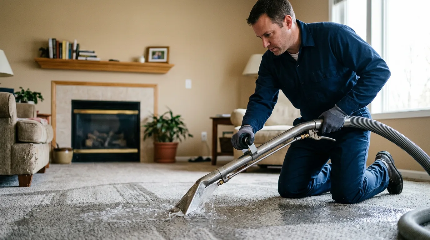 Water damage restoration technician working near Robinson, ND